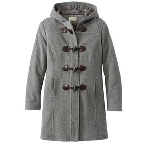 L.L. Bean Grey Women's Classic Lambswool Duffel Coat size 16